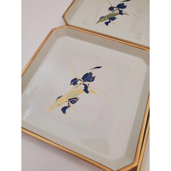 Vintage Japanese Otagiri iris set of 6 coasters in small trinket box - Picture 8 of 10